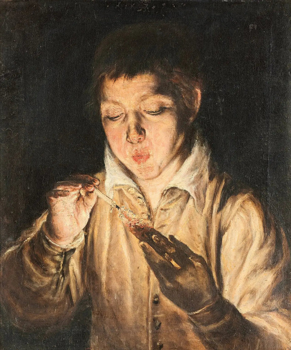 Jeune Garçon soufflant sur un tison - El Greco image 1 reproduction artisanale de tableau