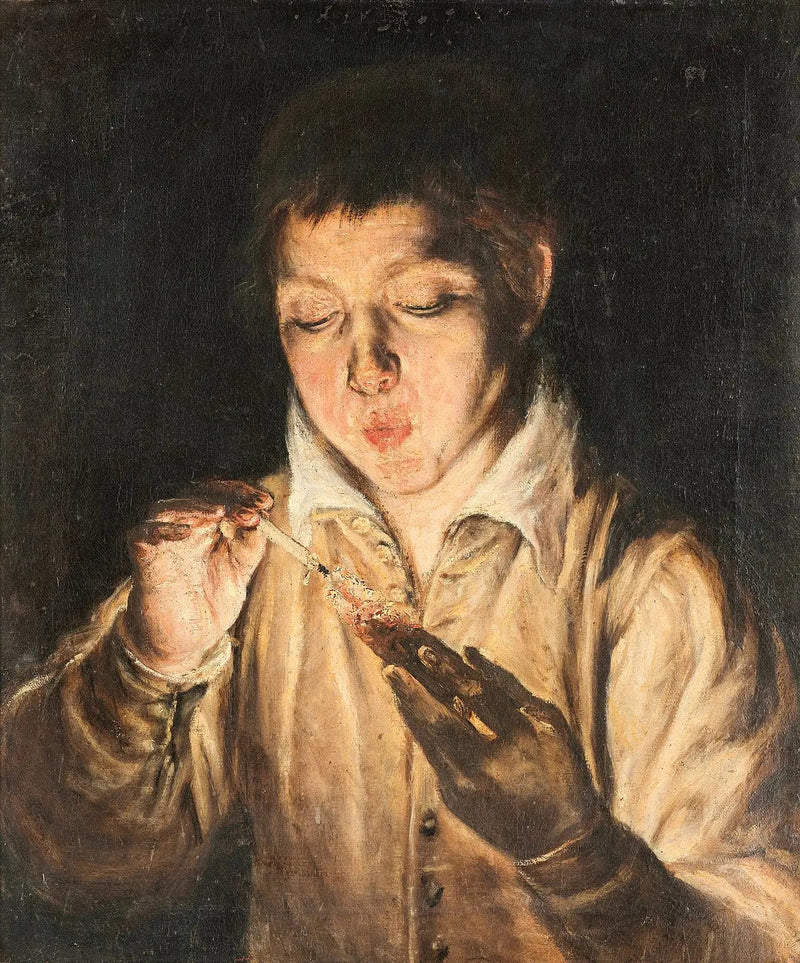 Jeune Garçon soufflant sur un tison - El Greco