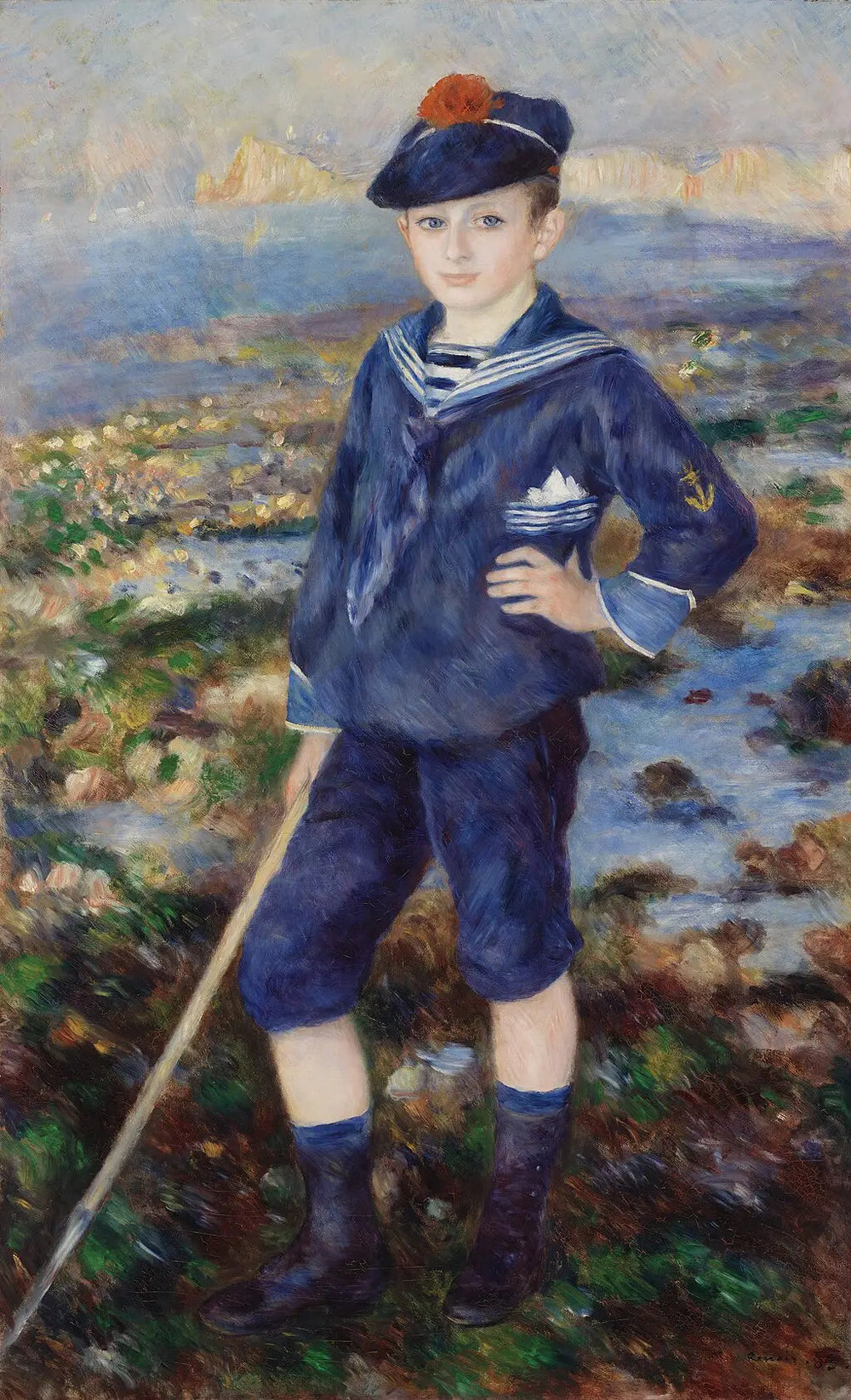 Jeune garçon sur la plage d'Yport - Pierre-Auguste Renoir image 1 reproduction de peinture à l’huile