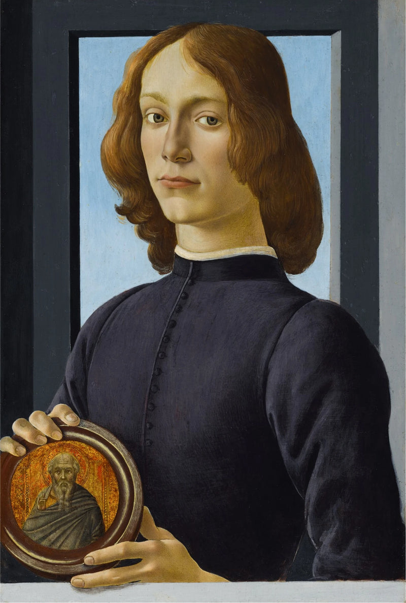 Portrait d’un jeune homme tenant un médaillon, vers 1480 – Sandro Botticelli