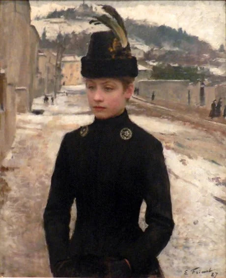Jeune nancéienne dans un paysage de neige - Émile Friant