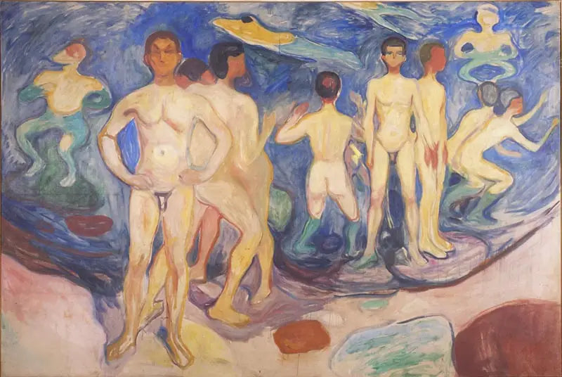 Reproduction du tableau « Jeunes Hommes se baignant - Edvard Munch » par Alpha Reproduction en peinture à l’huile