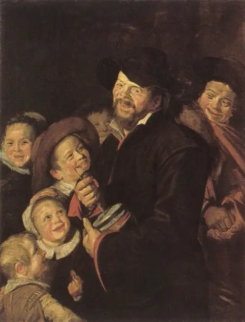 Joueur de Rommelpot avec six enfants - Frans Hals