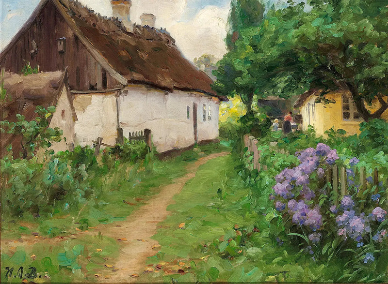 Journée d'été près d'une ferme. - H. A. Brendekilde