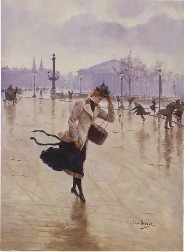 Journée venteuse, Place de la Concorde - Jean Béraud