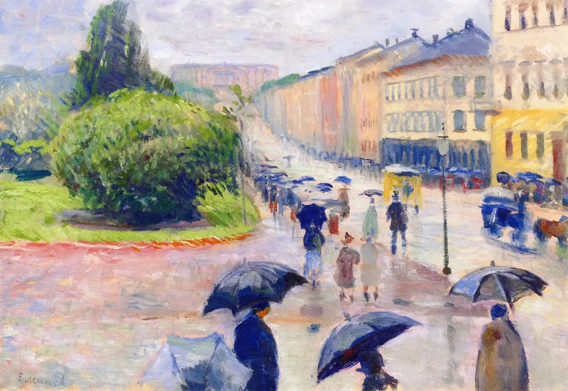 Karl Johan sous la pluie - Edvard Munch