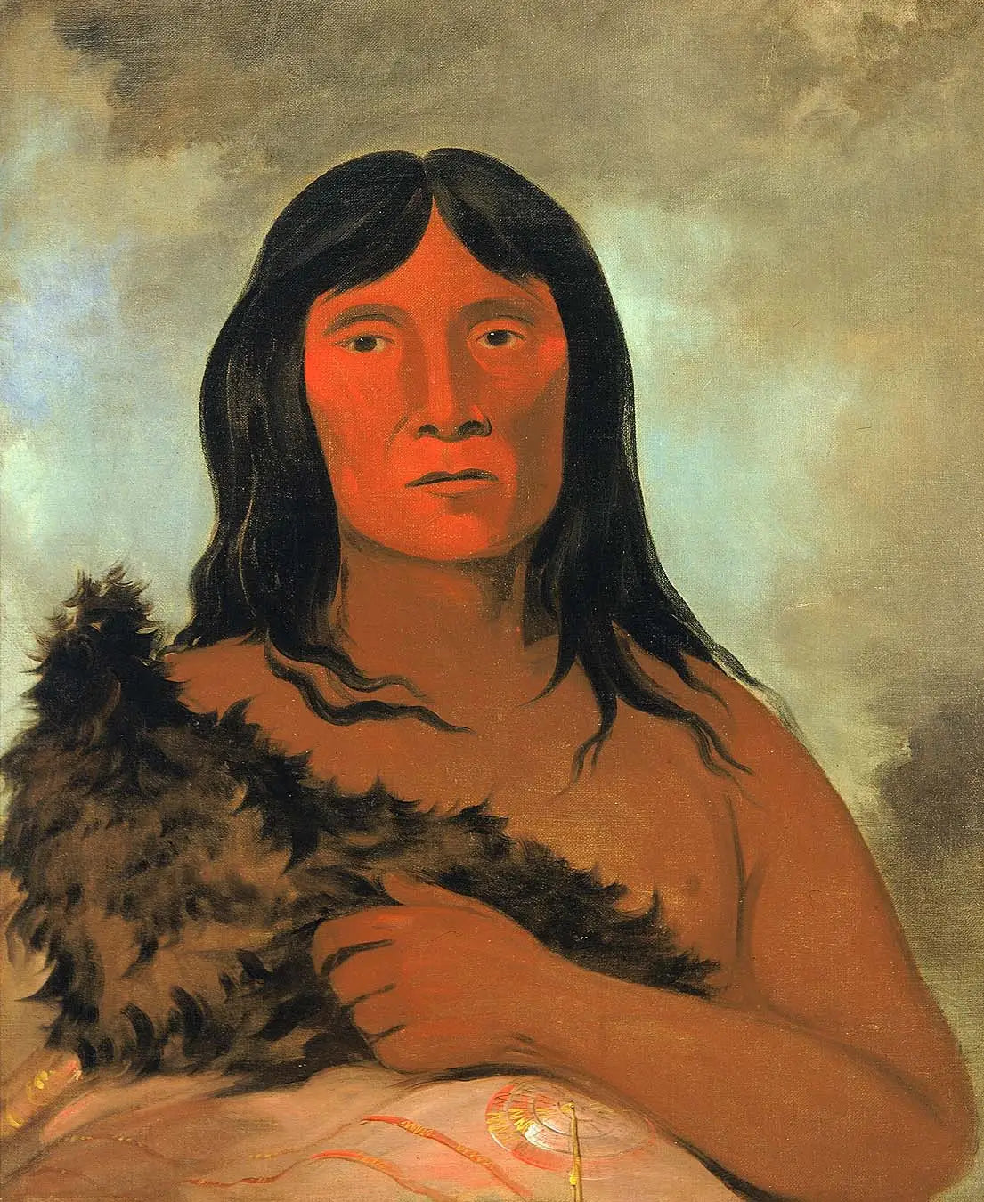 Kay-ée-qua-da-kúm-ee-gísh-kum Celui qui sonde le sol avec son pied - George Catlin - Alpha Reproduction