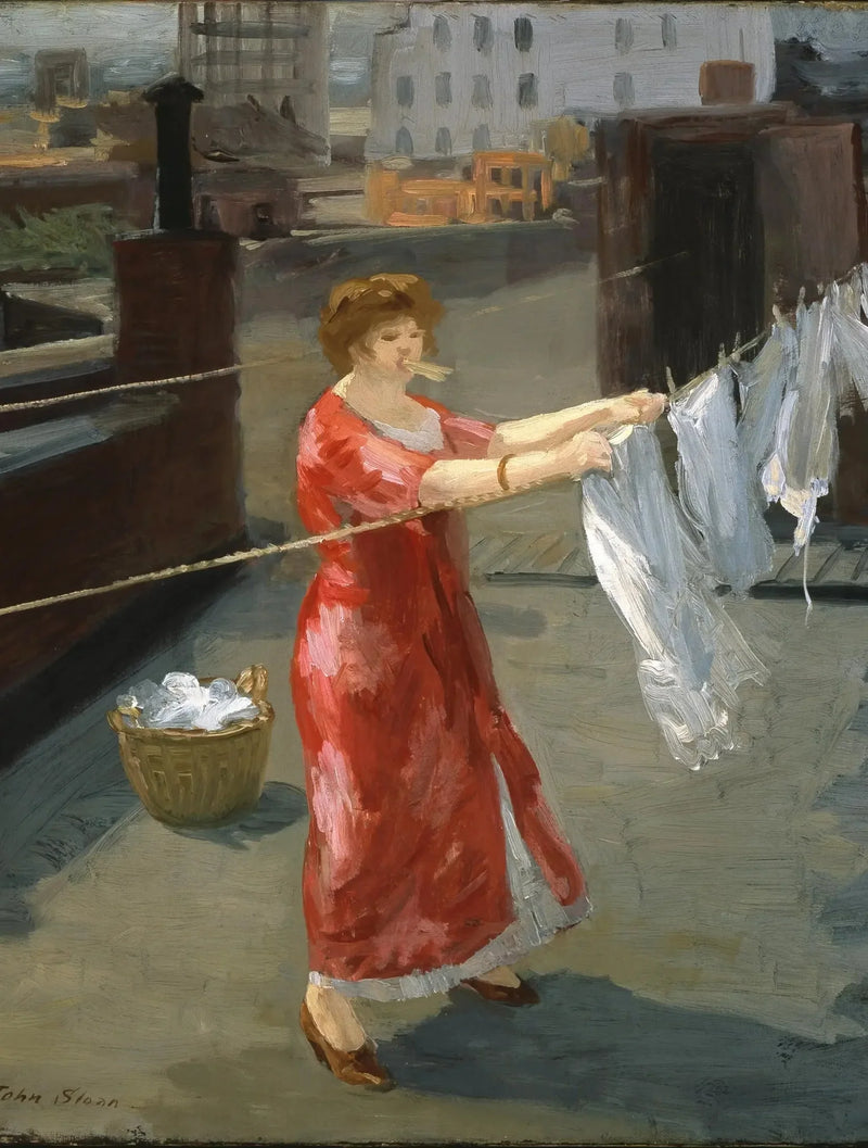 Kimono rouge sur le toit - John Sloan