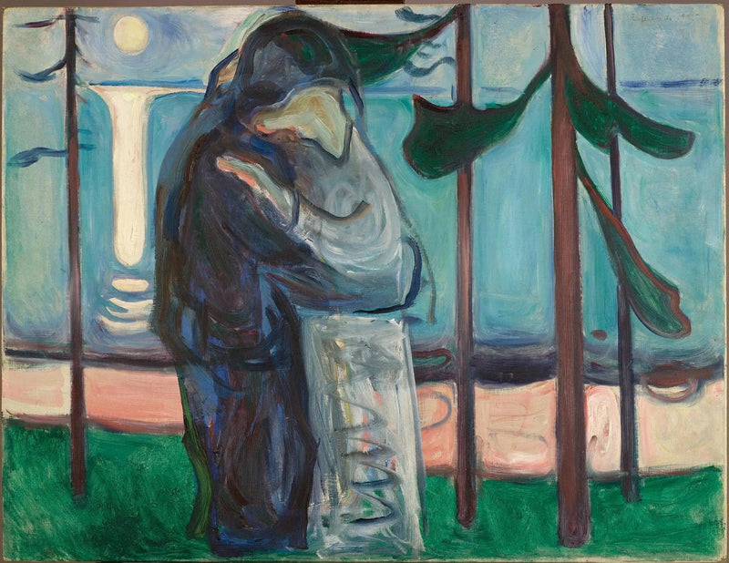 Kiss sur la côte au clair de lune - Edvard Munch