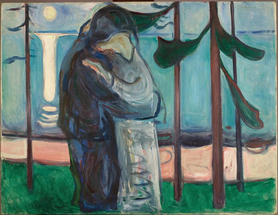 Kiss sur la côte au clair de lune - Edvard Munch