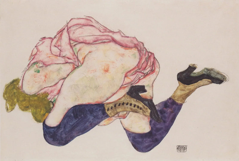 Kneeling Woman with Bent Head - Egon Schiele