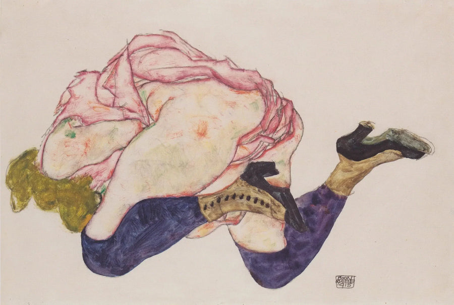 Kneeling Woman with Bent Head - Egon Schiele
