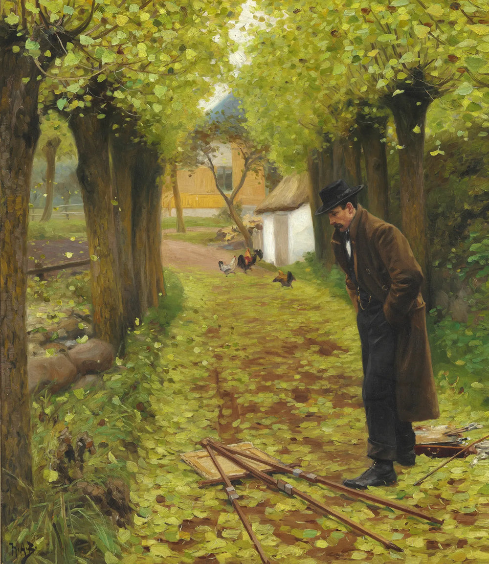 L. A. Ring près de son chevalet tombé - H. A. Brendekilde - Alpha Reproduction