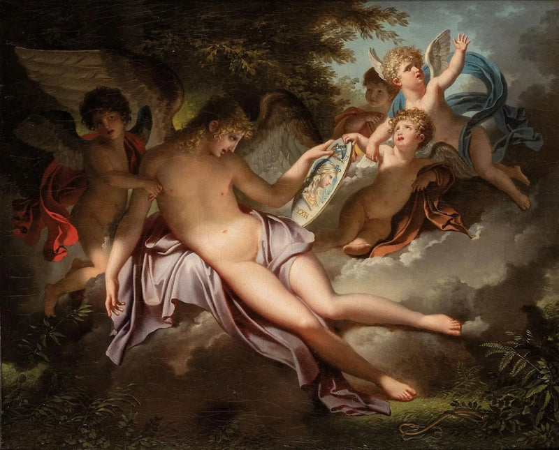 L'Amour adolescent pleurant sur le portrait de Psyché qu'il a perdu - Charles Meynier
