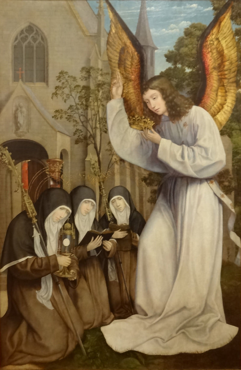 L'Apparition de l'Ange à sainte Claire, sainte Agnès d'Assise et sainte Colette de Corbie - Quentin Metsys