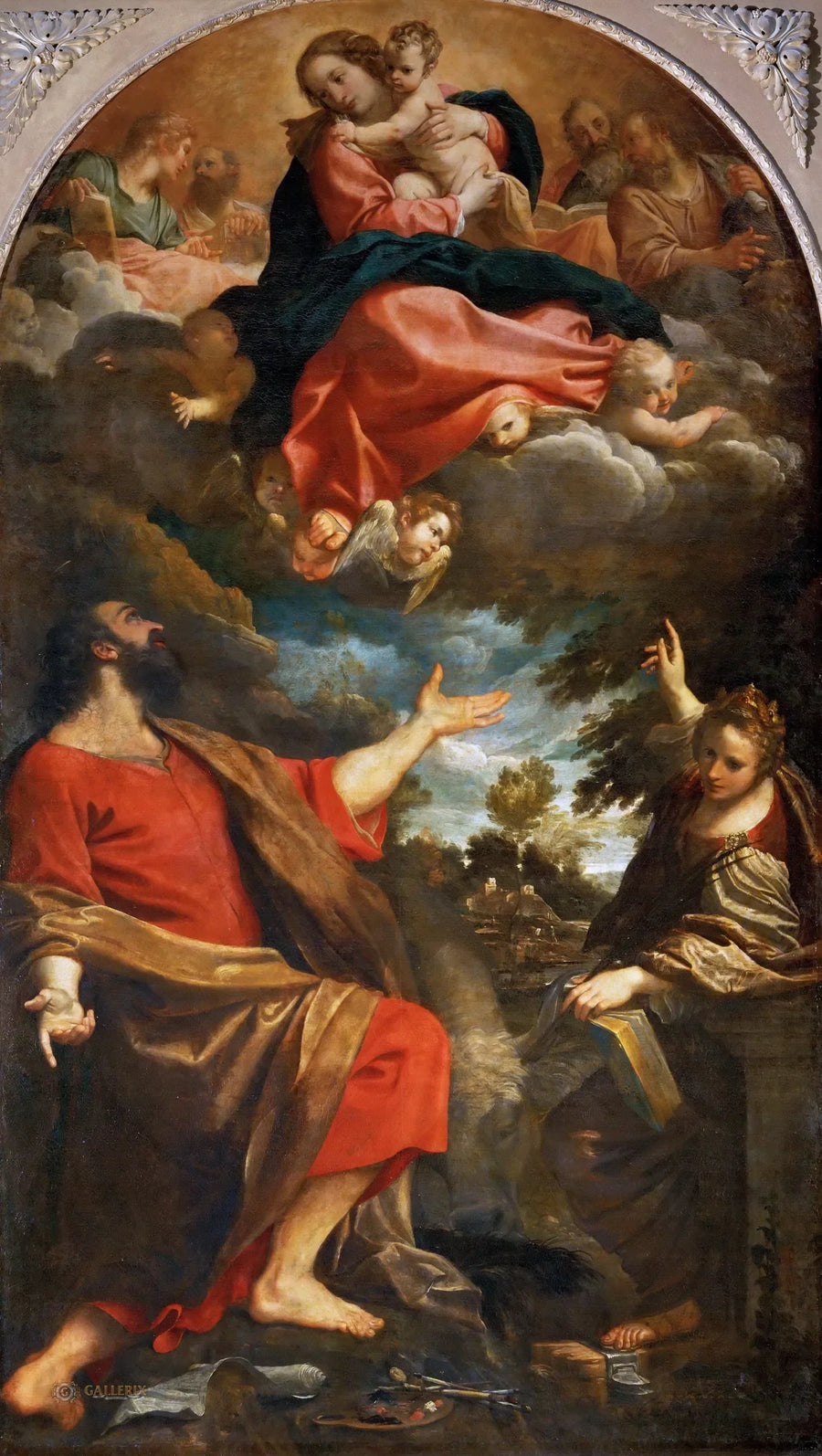 L'Apparition de la Vierge à saint Luc et sainte Catherine - Annibale Carracci