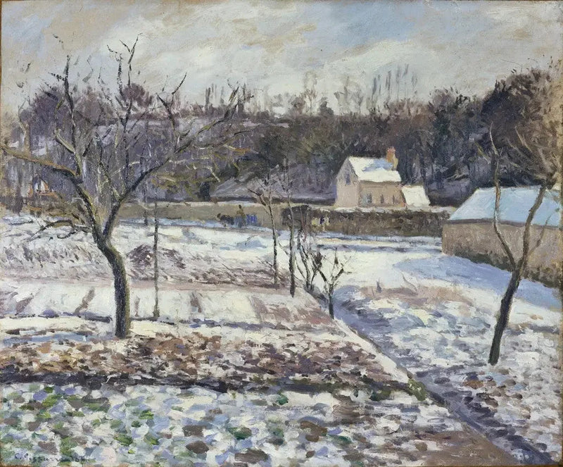 L'Hermitage, Pontoise, effet de neige - Camille Pissarro