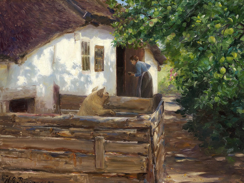 L'heure du repas du cochon. - H. A. Brendekilde