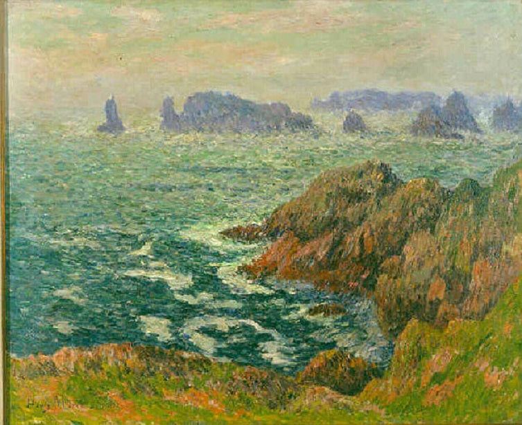 L'île d'Ouessant, la chaussée Keller - Henry Moret image 1 copie de tableau peinte à la main