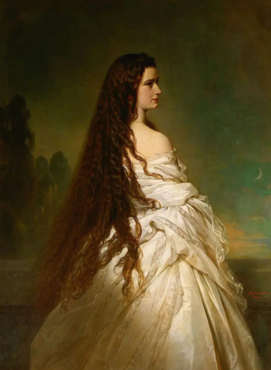 L'impératrice Élisabeth d'Autriche avec les cheveux dénoués et une genouillère - Franz Xaver Winterhalter