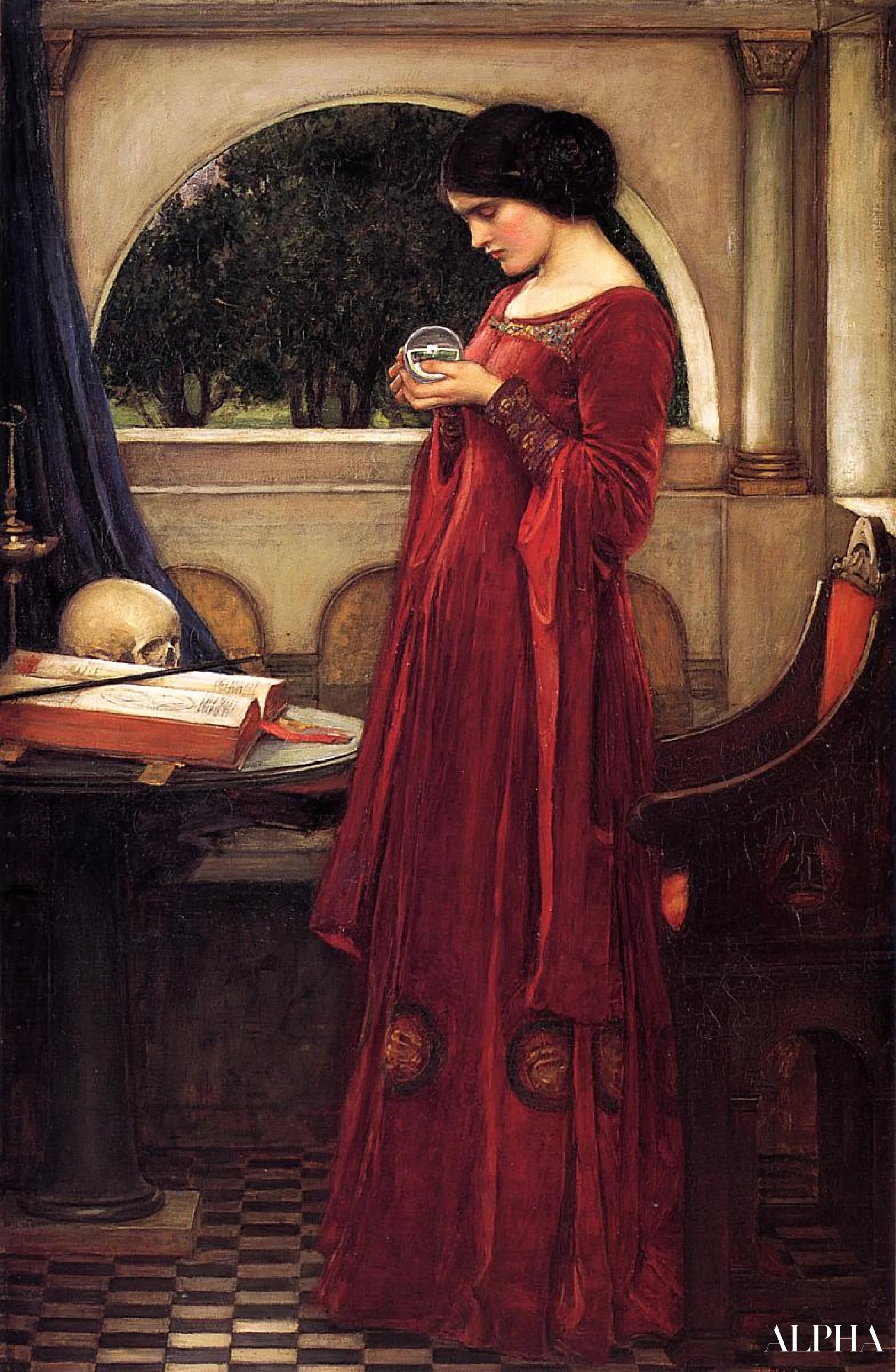Reproduction du tableau « La boule de cristal - John William Waterhouse » par Alpha Reproduction en peinture à l’huile