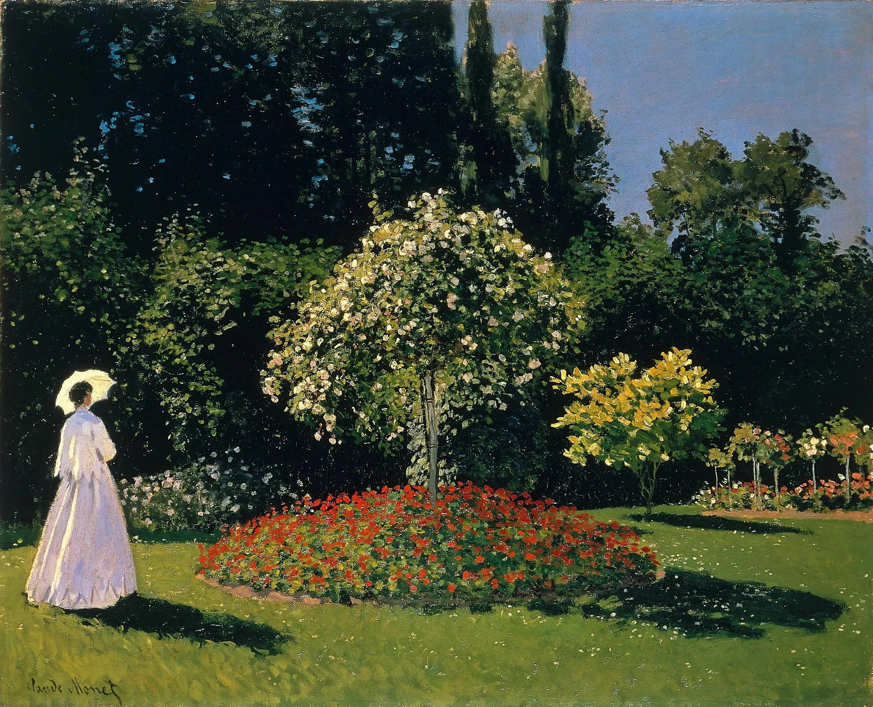 La Dame en blanc au jardin - Claude Monet image 1 copie peinte à la main à l’huile
