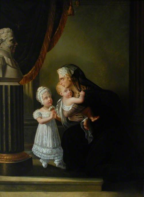 La duchesse de Berri et ses deux enfants priant devant un buste de son mari - François Gérard