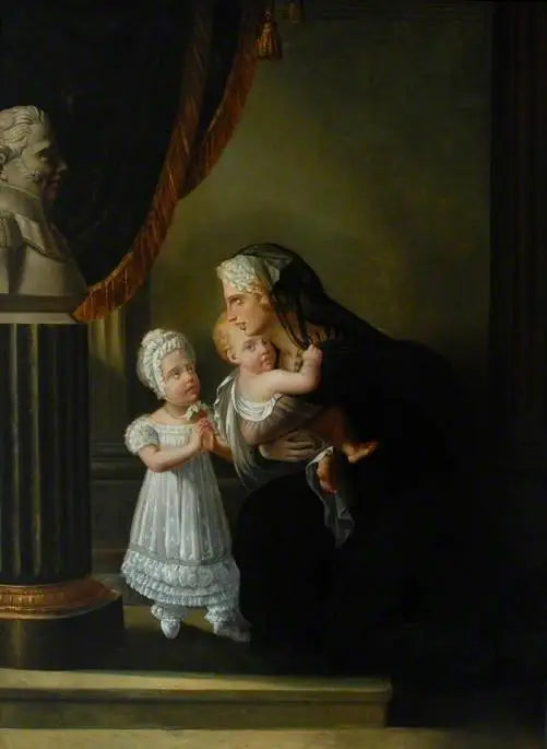 La duchesse de Berri et ses deux enfants priant devant un buste de son mari - François Gérard image 3 copie de tableau peinte à la main
