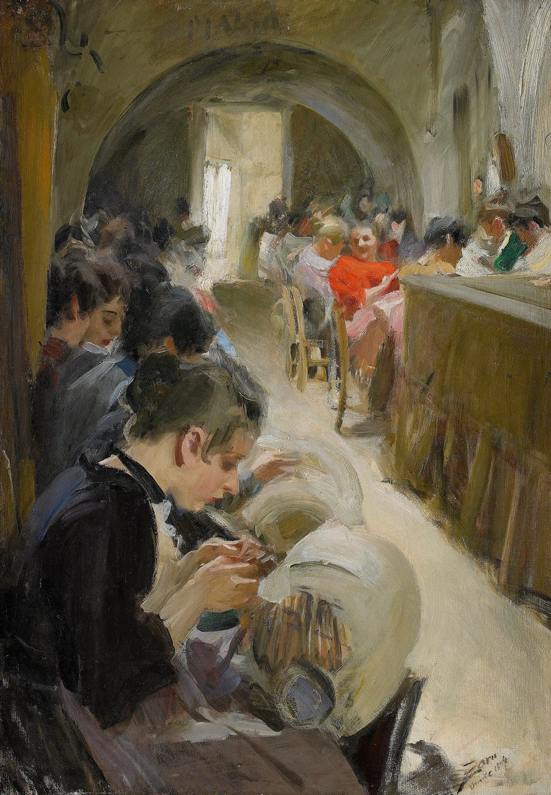 La fabrication de la dentelle à Venise - Anders Zorn