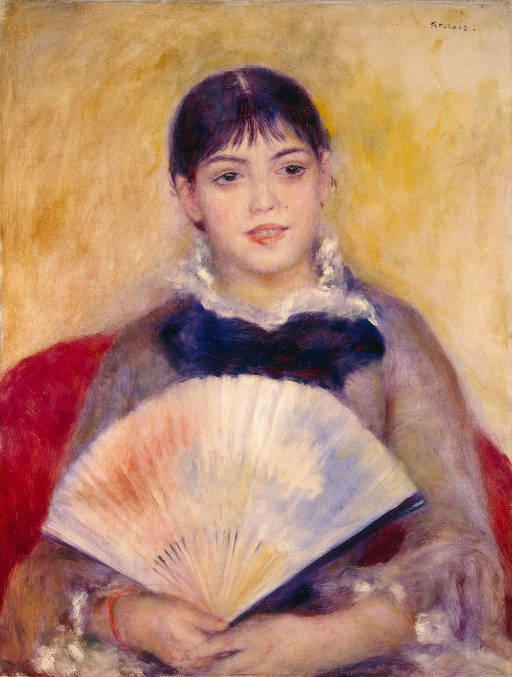 La Femme à l'éventail - Pierre-Auguste Renoir image 1 copie peinte à la main à l’huile