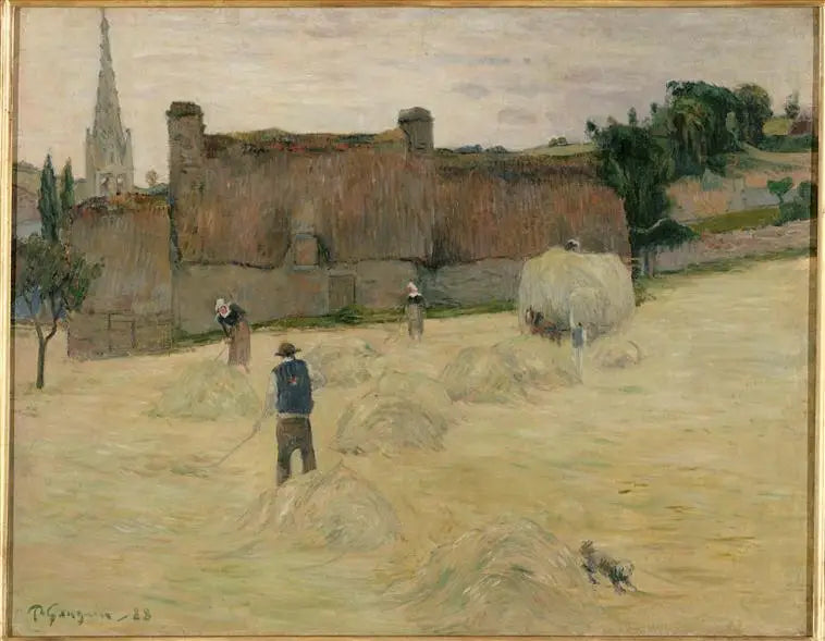 La Fenaison en Bretagne (recto) ; Bouquet de fleurs devant une fenêtre ouverte sur la mer (verso) - Paul Gauguin