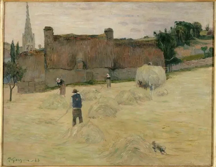 La Fenaison en Bretagne (recto) ; Bouquet de fleurs devant une fenêtre ouverte sur la mer (verso) - Paul Gauguin