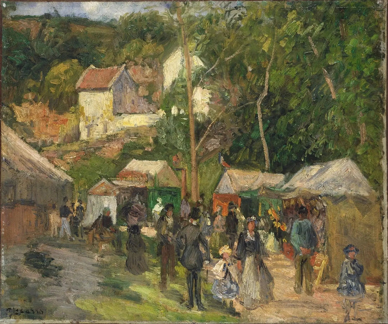 La Fête du Village à L'Hermitage, les étals en plein air - Camille Pissarro