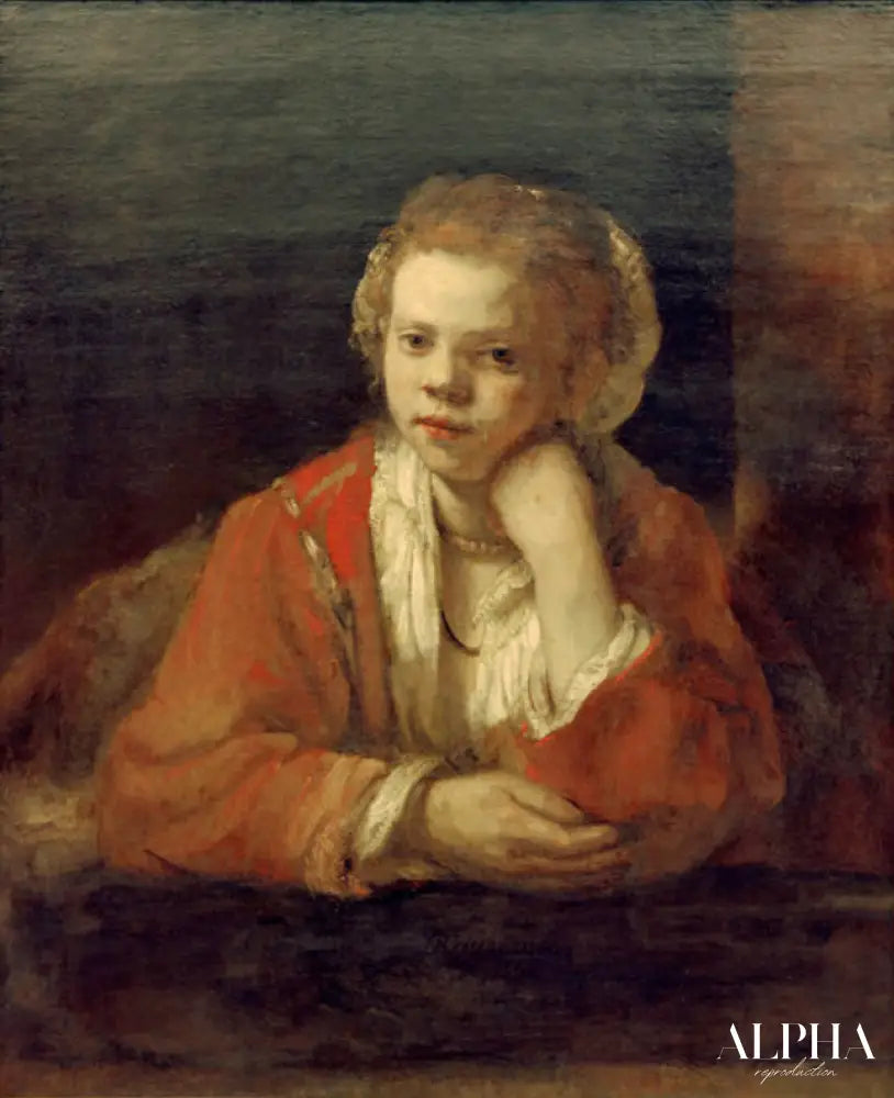 La fille à la fenêtre - Rembrandt van Rijn - Reproductions de tableaux et peintures haut de gamme