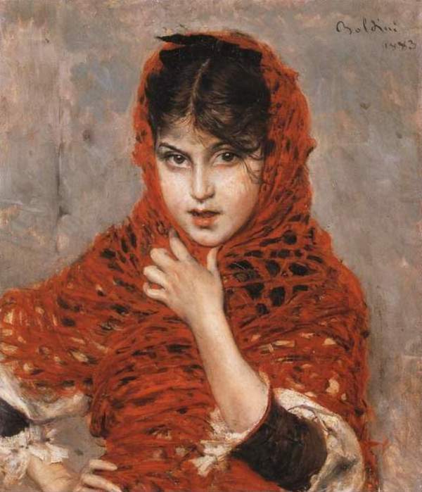 La fille au châle rouge - Giovanni Boldini