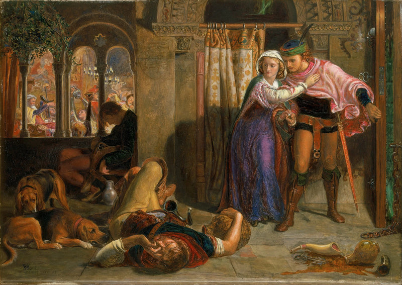 La fuite de Madeline et Porphyro durant l'ivresse qui accompagne les festivités (La veille de la Sainte-Agnès) - William Holman Hunt