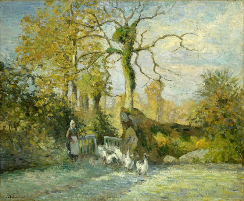 La Gardeuse d'oies à Montfoucault (Givre Blanc) - Camille Pissarro