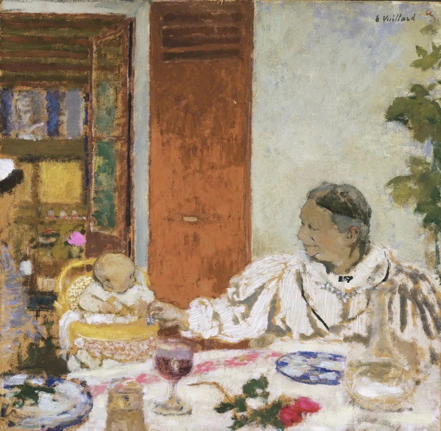 La grand-mère. À table - Édouard Vuillard image 1 copie peinte à la main à l’huile