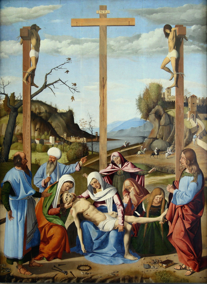 La lamentation sur le corps du Christ mort. - Marco Basaiti