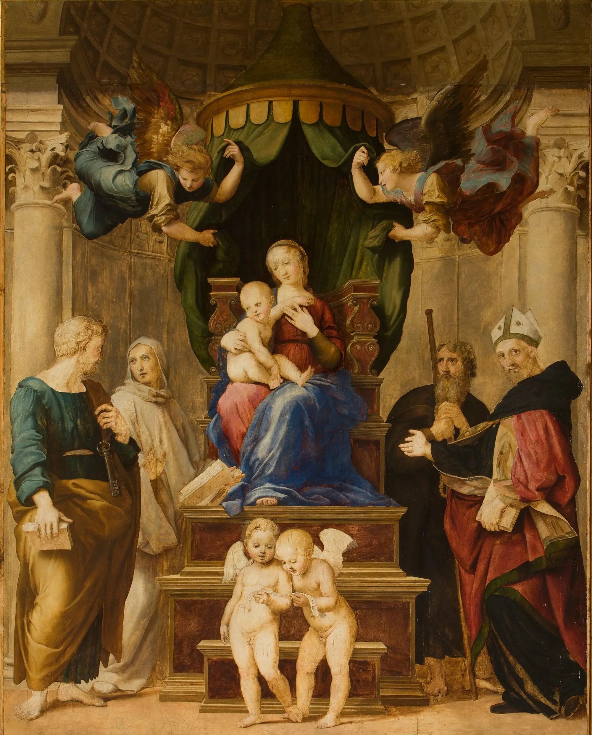 Reproduction du tableau « La Madone au baldaquin - Raphaël Sanzio » par Alpha Reproduction en peinture à l’huile