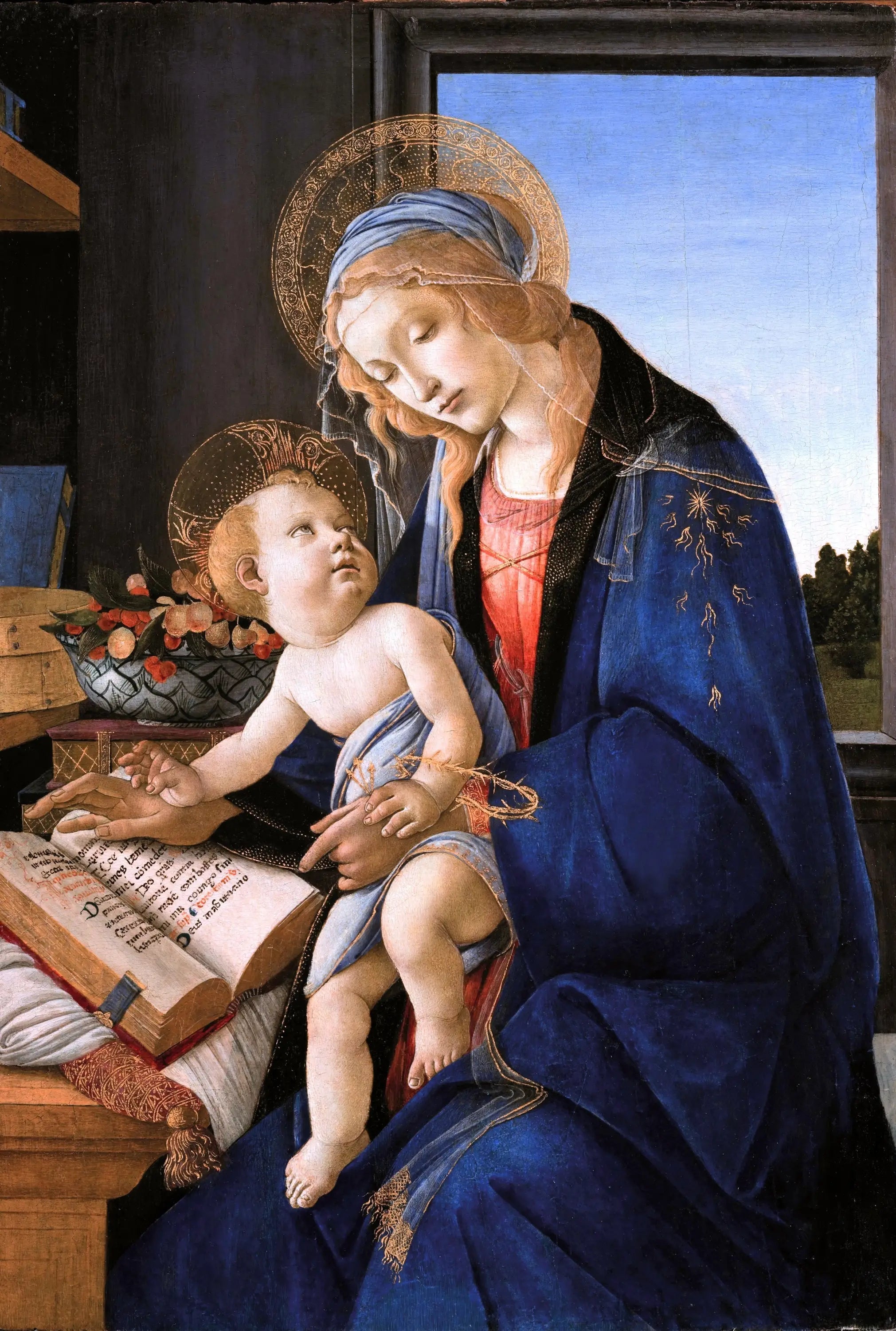 La Madone du livre - Sandro Botticelli image 1 copie peinte à la main à l’huile