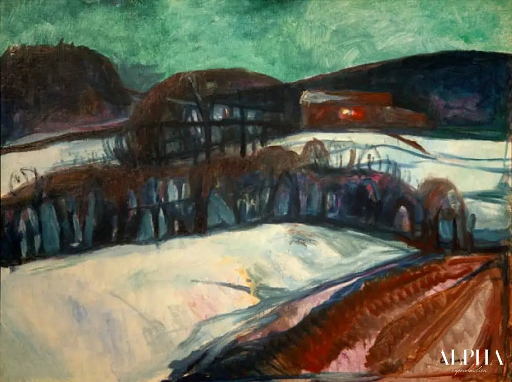 La maison rouge dans la neige - Edvard Munch - Reproductions de tableaux et peintures haut de gamme