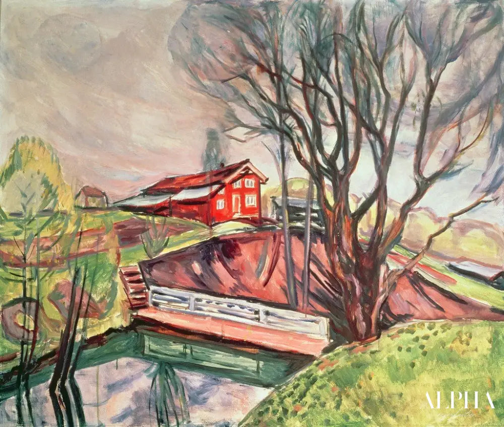 La Maison rouge - Edvard Munch - Reproductions de tableaux et peintures haut de gamme