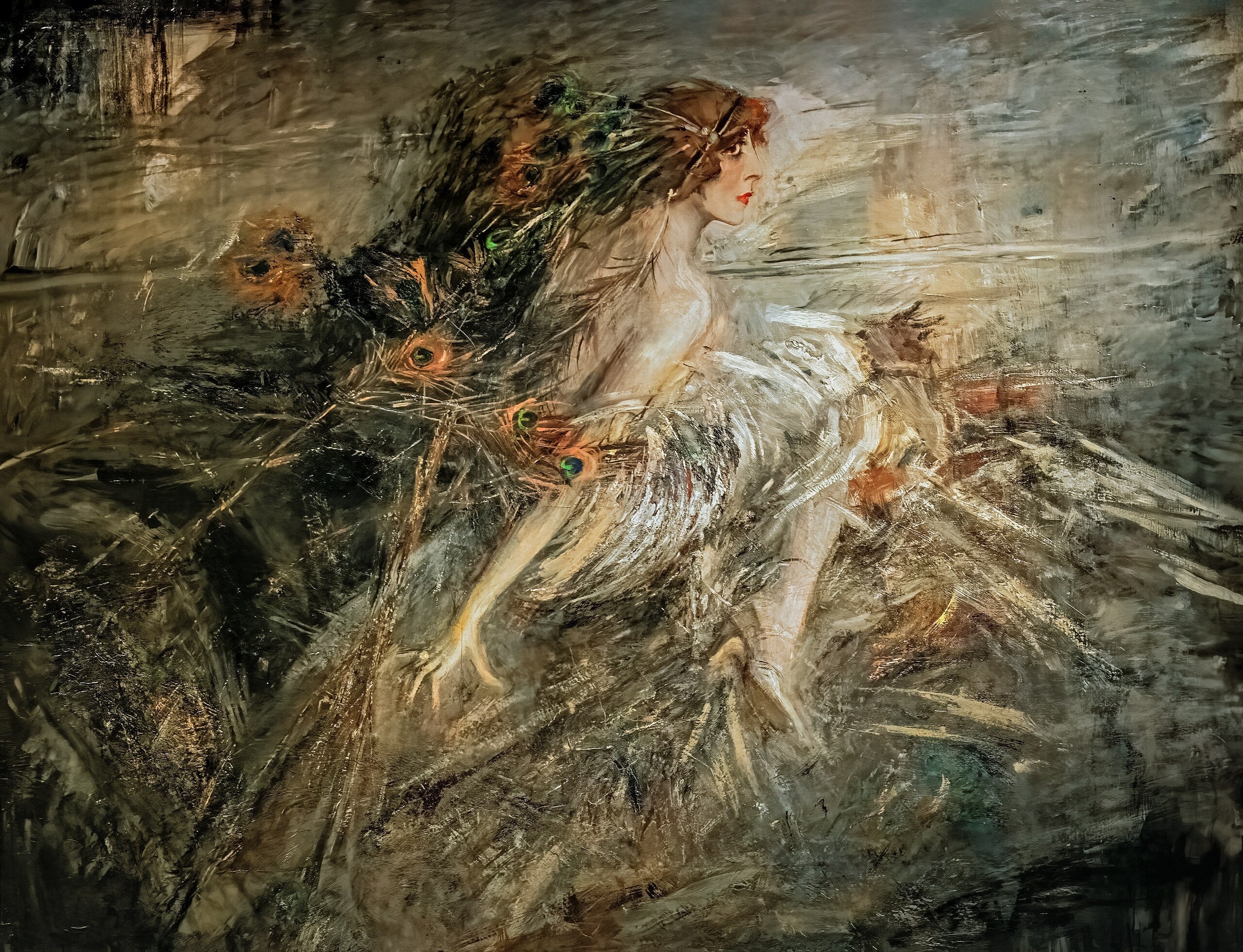 La Marquise Luisa Casati avec des plumes de paon - Giovanni Boldini