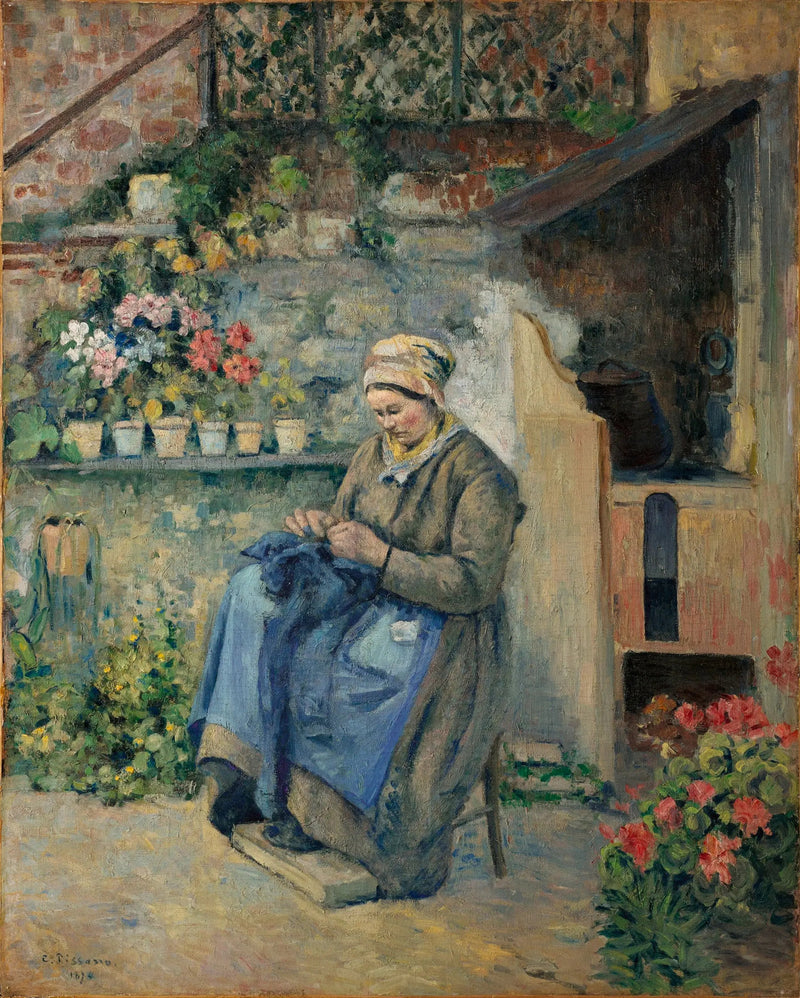La mère Jolly raccommodante - Camille Pissarro