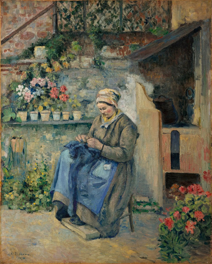 La mère Jolly raccommodante - Camille Pissarro