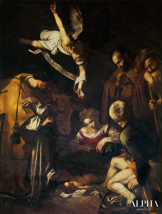 La Nativité avec saint François et saint Laurent - Caravage - Reproductions de tableaux et peintures haut de gamme