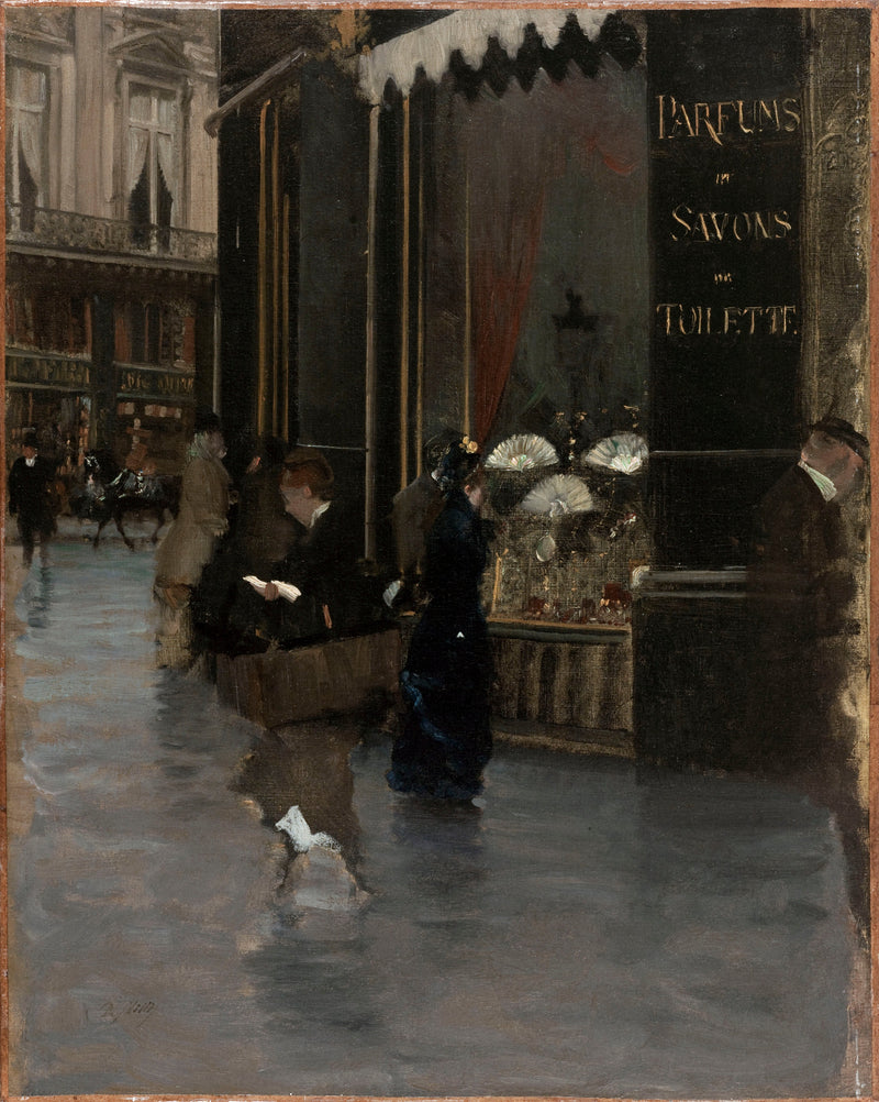 La parfumerie Violet, à l'angle du boulevard des Capucines et de la rue Scribe - Giuseppe De Nittis