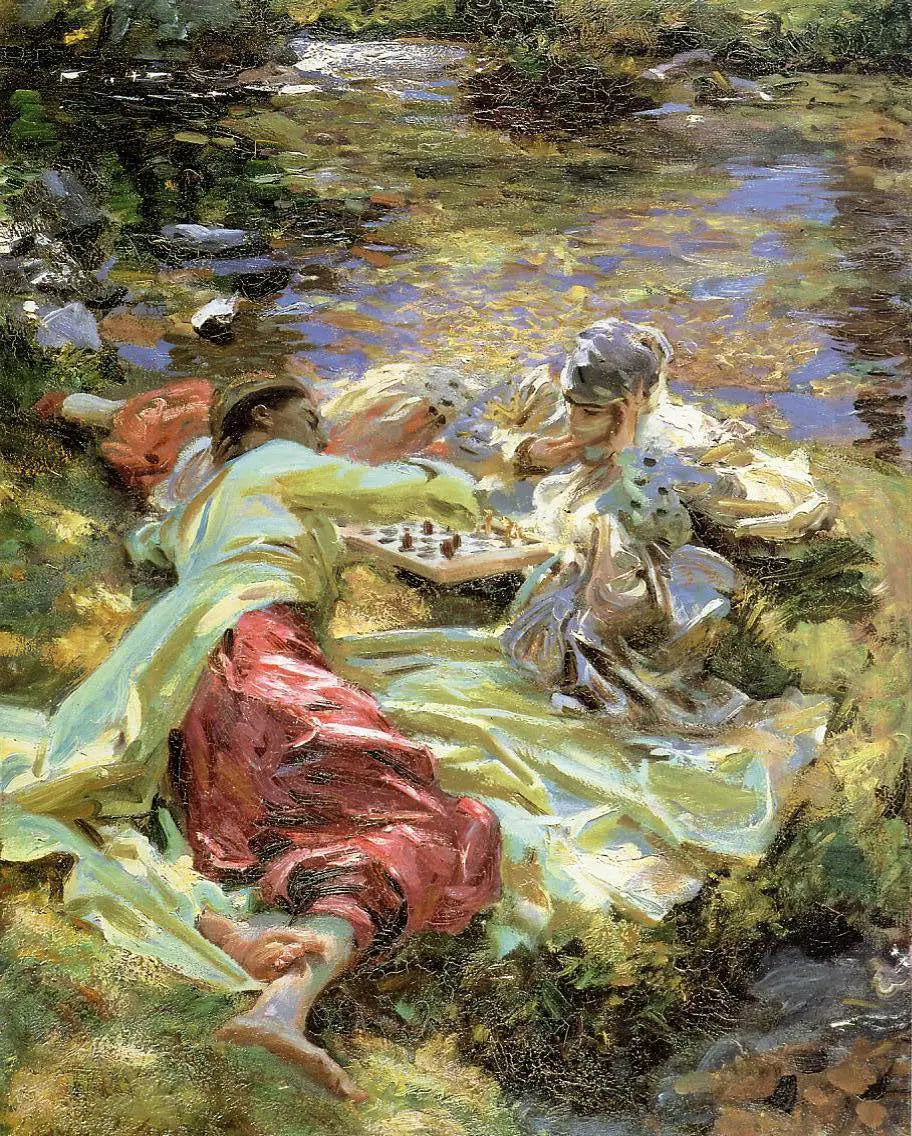La partie d'échecs - John Singer Sargent image 1 tableau peint à l’huile sur toile