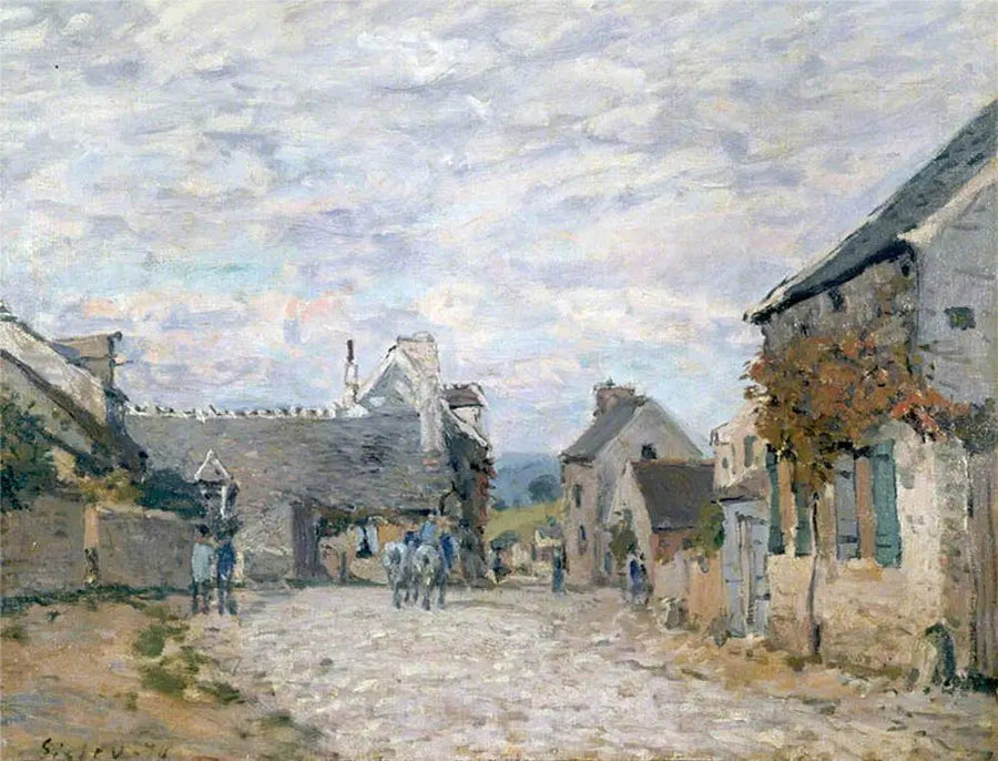 La petite place, la rue du village - Alfred Sisley